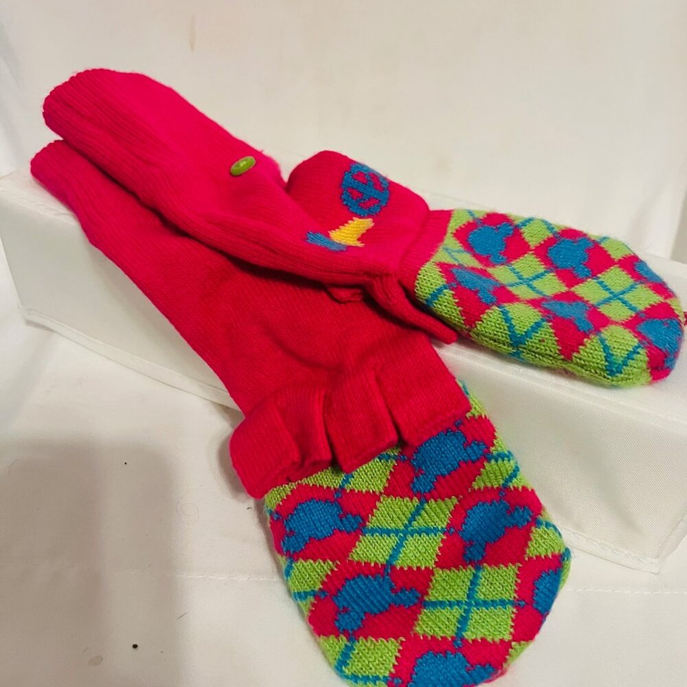 Walt Disney World-NWOT-Disneyland Resort-Hot Pink/Neon Green/Blue Adult Gloves